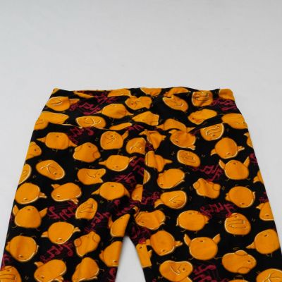 LuLaRoe Women's Musical Bird Printed Leggings CL5 Black/Orange One Size